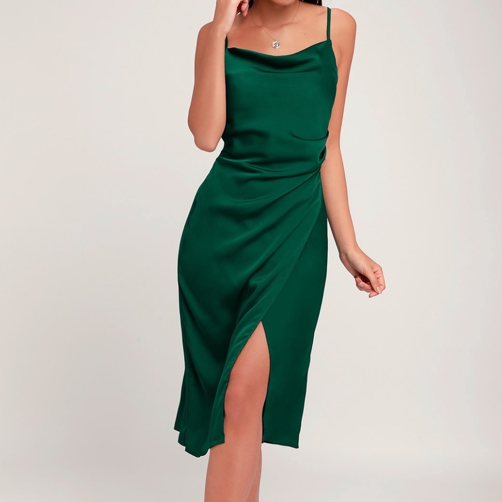 NWT Lulu's Beautiful Sleek Forest Green Dress - S